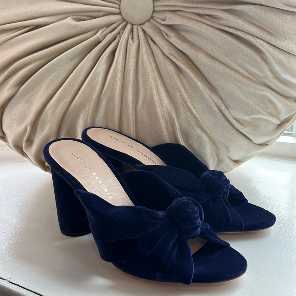 Loeffler Randall Navy Velvet Twist, Slide Heel